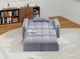 Corduroy Pull-Out Sleeper Chair With Pillow, Brushed Stainless Steel Cup Holder, Phone Stand & Usb 63924354