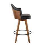 Ahoy Mid-Century Counter Stool in Walnut and Black Faux Leather by LumiSource B202P222357