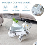 Round glass coffee table, 33.4 "modern design unique coffee table. Tempered glass countertop with GL-W1151P180316