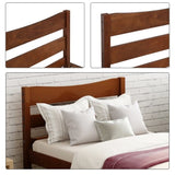 Twin Size Wood Platform Bed with Headboard and Wooden Slat Support WF191768AAD