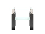 1-Piece Modern Tempered Glass Tea Table Coffee Table End Table, Square Table for Living Room, 51857456