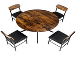 4 Seater Round Dining Table Set with Cross Legs, 1 Table and 4 Chairs, MDF with Melamine Veneer, 26247129
