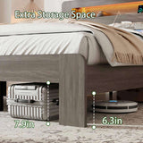 Bed Frame Queen Size, Wood Platform Bed Frame with Storage LED Light Headboard and 2 USB , Noise 65913119