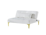Convertible sofa bed futon with gold metal legs teddy fabric W109768483