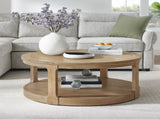 40inch Large Curved 2 Tier Traditional Round Circle Wooden Center Coffee Table,Rounded Table with W2582P308198