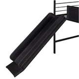 Metal House Bed With Slide, Twin Size Metal Loft Bed with Two-sided writable Wooden Board MF294384AAB