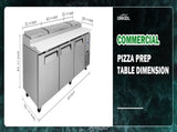 Orikool 93 IN Commercial Pizza Prep Table with a Built-in Refrigerator 30.8 Cu.Ft, Butcher Block W2095126428