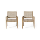 Outdoor Wicker and Acacia Wood Club Chairs, Set of 2, Light Multibrown and Light Brown, 34'' H X 74228.00MLBRN