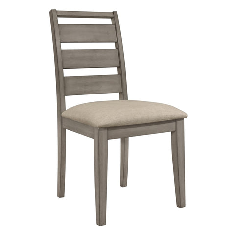 ZUN Weathered Gray Finish Rustic Style Dining Side Chair 2pc Set Upholstered Seat Transitional Framing B011P146398