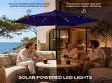9ft Solar LED Patio Umbrella with Push Button Tilt & Crank, 6 Ribs Waterproof Polyester Outdoor 55576345