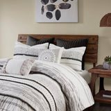 Cotton Printed Comforter Set with Trims Black/White Full/Queen B03596416