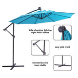 ZUN 10 FT Solar LED Patio Outdoor Umbrella Hanging Cantilever Umbrella Offset Umbrella Easy Open 06965297