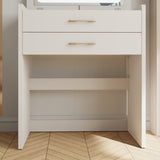 23.6'' Wide Makeup Vanity Table with Flip Top Lighted,Storage Makeup Stool,3 in 1 Vanity Desk with W2887P284271