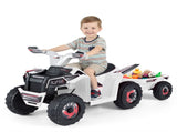 2 in 1 Kids Ride On ATV with Removable Trailer, 6V Electric Quad for Toddlers Ages 3 White 83977788