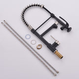 Commercial Kitchen Faucet Pull Down Sprayer Black and Nickel,Single Handle Kitchen Sink Faucet W1932124159