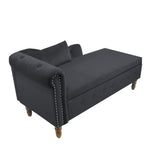 Black Chaise Lounge Indoor,Velvet Lounge Chair for Bedroom with Storage & Pillow,Modern Upholstered W1170100898