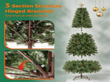 7FT Pre-Lit Artificial Christmas with Ornaments, 290 Warm White LED Lights, PVC Hinged Xmas 24394387