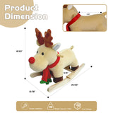 Kids Ride-On Rocking Horse Toy with Lullaby Song,Moose Rocking Toy with Hand Puppets and Safety Belt 86775418
