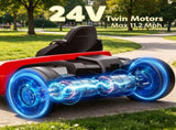 Red 24V Electric Go Kart Dual 150W Motors, Adjustable Seat, 11.2MPH High Speed, Slow Start, 33546426