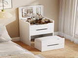 (60CM) 3 in 1 Vanity Desk with Plip Top Mirror, Small Make Up Vanity Set with Visible Glass Desktop, W2641P192314