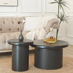 ZUN Modern Round Coffee Table Set – Dual Table Combination with Unique Fluted Table Leg Design, Stylish W2729P199131