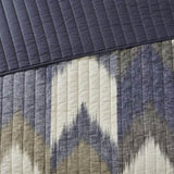 3 Piece Printed Cotton Quilt Set Navy King/Cal King B03596530