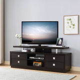 ZUN 66" TV Stand with Four Drawers, Two Center Storage Shelves in Red Cocoa B107130792