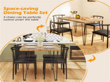 5-Piece Industrial Dining Table Set for 4, Rustic Oak Kitchen Table with 4 PU Leather Chairs 21772990