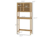 Natural Bamboo Bathroom Cabinet Over Toilet, Slatted Door Storage with Adjustable Shelf 35839199