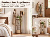 Coat Rack Freestanding, Solid Wood Rotary Coat Rack with 3 Storage Shelves & 9 Hooks, Coat Tree for W3204P577705