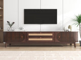 Rattan TV Stand for TVs up to 75'', Modern Farmhouse Media Console, Entertainment Center with Solid WF316663AAP