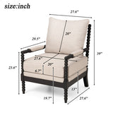 Rubber Wood Accent Chair, Upholstered Fabric Leisure Chair with High-Resilience Sponge, Modern W5599P538248