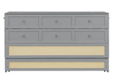 Full Size Murphy Bed with Large Drawers,Gray N708P336203E