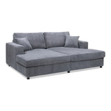 Goliath 86" Oversized Double Chaise Lounge Sofa Bed Carbon Gray Corduroy B2719P318951