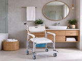 4-in-1 Bedside Commode Chair with Wheels, 350 lbs Capacity Portable Toilet & Raised Toilet Seat, 5L 74279325