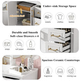 36" Luxury Elegant Bathroom Vanity with Ceramic Sink, Soft Closing Doors, 4 Durable Smooth N729P257284K