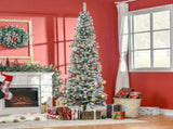 7.5' Tall Unlit Snow-Flocked Slim Artificial Christmas Tree with Realistic Branches and 738 Tips 12788439
