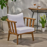 Outdoor Acacia Wood Patio Club Chair, Wooden Patio Furniture,Waterproof Thick Cushion Deep Seating 64851.00WHI