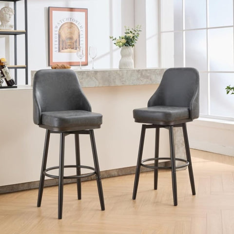 ZUN swivel bar & couter stool, 24"&30" adjustable, PU color Grey W1805P166954