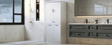 Bathroom Storage Cabinet with Two Laundry Baskets, Storage Cabinet with Doors and Drawer for Home, N759P243350K