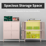 ZUN 4 Door Metal Accent Storage Cabinet for Home Office,School,Garage pink 39015106