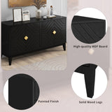 4-Door Sideboard Storage Cabinet for Living Room and Dining Room, Two Large Cabinets with Gold N759P192449B