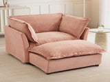 Modern Armchair Sofa 47" Cozy Upholstered Sofa Chair with Movable Ottoman, Wide Seat, Curved N719P292695P