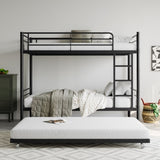 Twin Bunk Bed with Trundle Metal Bunkbeds with Ladder and Full-Length Guardrail, Noise Free, No Box W840P196829