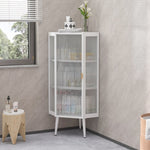 ZUN 22.25'' Floor Coner Cabinet,Three Tiers with Tempered Glass Doors and Storage Shelves for Bathroom, W757P180793