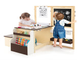 Kids Multifunctional Art Center with Double-Sided Easel, Wooden Art Table Bench Set for 3 Years, 46869410