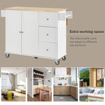 ZUN Rolling Mobile Kitchen Island with Solid Wood Top Locking Wheels,52.7 Inch Width,Storage Cabinet 01559303