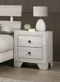 1pc Rustic Two Drawers Storage Nightstand White Wash Finish Wooden Bedroom Furniture B011P332214