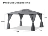 Patio Gazebo 10'x10', Outdoor Duty Party Tent Shelter With Double Roofs, Oxford Fabric Mosquito 60882905