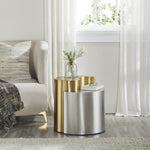 ZUN Ying Yang Modern & Contemporary Style 2PC End Table Made with Iron Sheet Frame in Gold & Silver B009140745